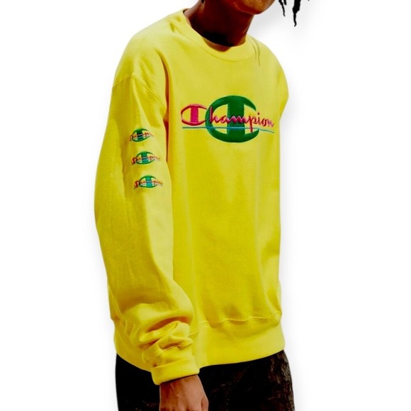 Champion Other - Champion Unisex Reverse Weave Retro Embroidered Logo Sweatshirt‎ Bright Yellow S
